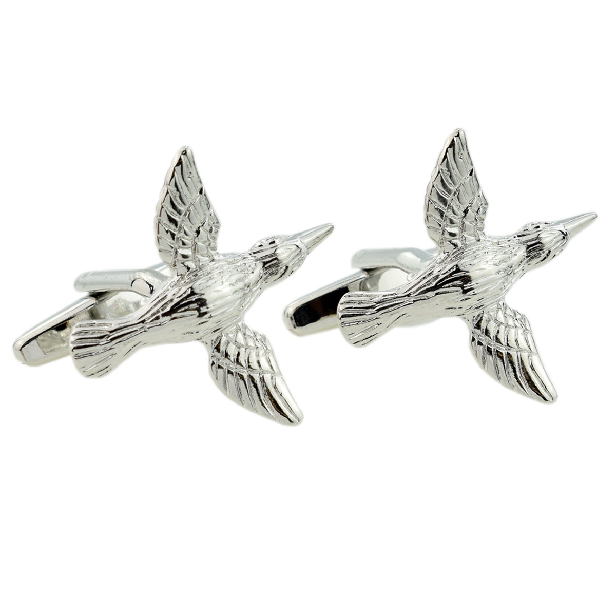 Rhodium Plated Hummingbird Cufflinks | Ashton and Finch