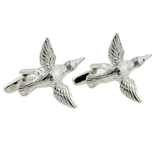 Rhodium Plated Hummingbird Cufflinks | Ashton and Finch