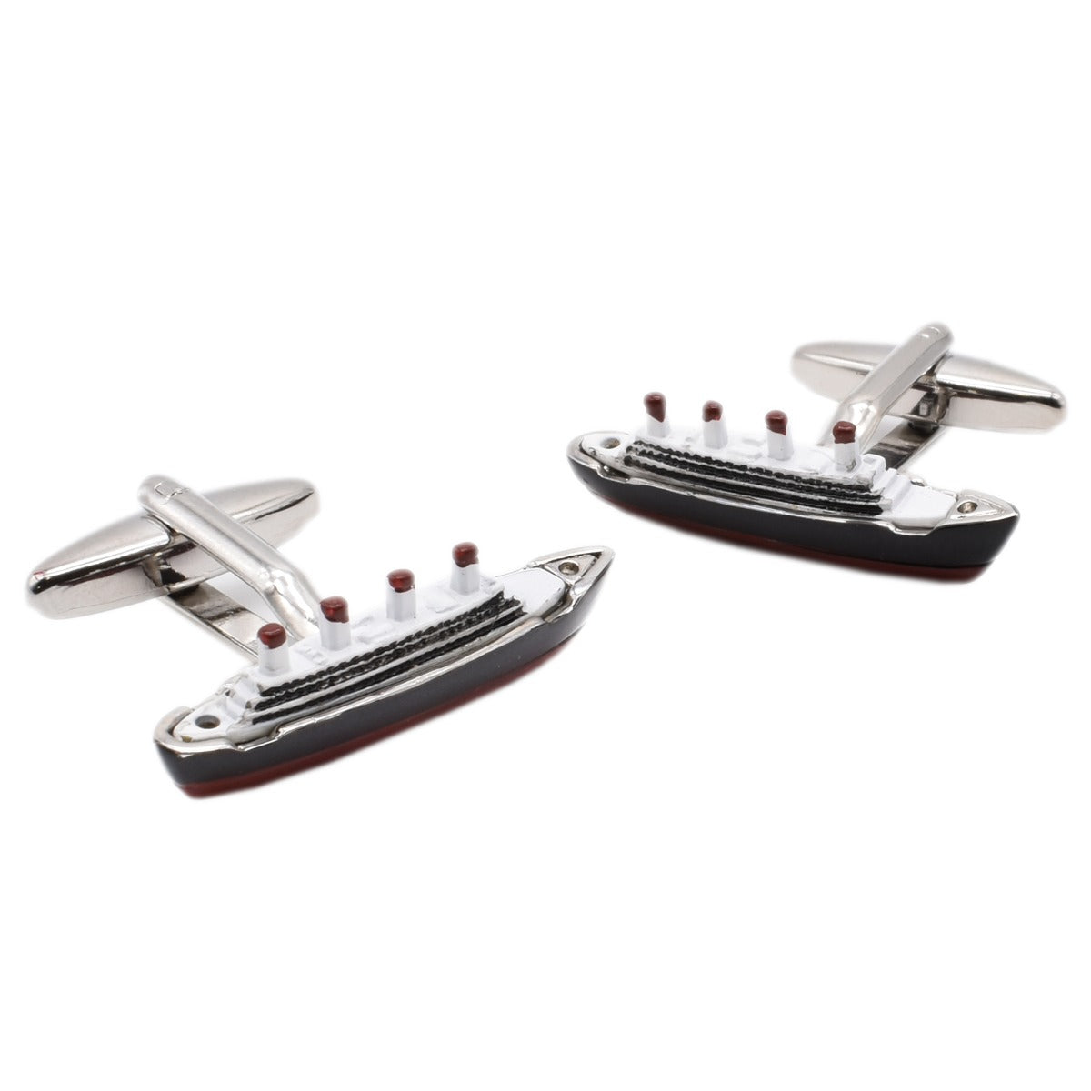 Titanic Design Rhodium Plated Cufflinks | Ashton and Finch