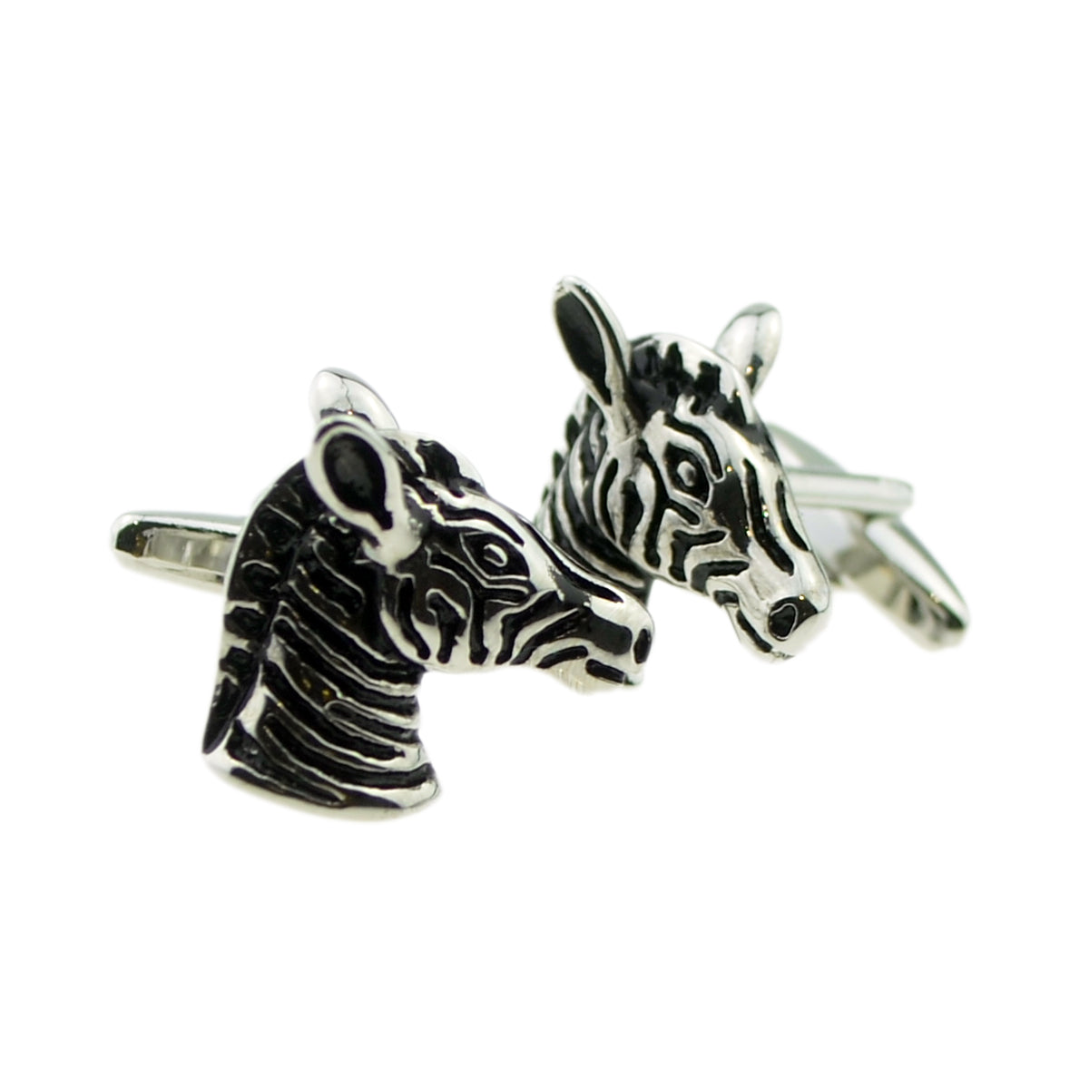Rhodium Plated Detailed Zebra Head Cufflinks | Ashton and Finch
