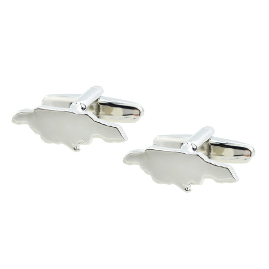 Outline Map of Jamaica Rhodium Plated Cufflinks | Ashton and Finch