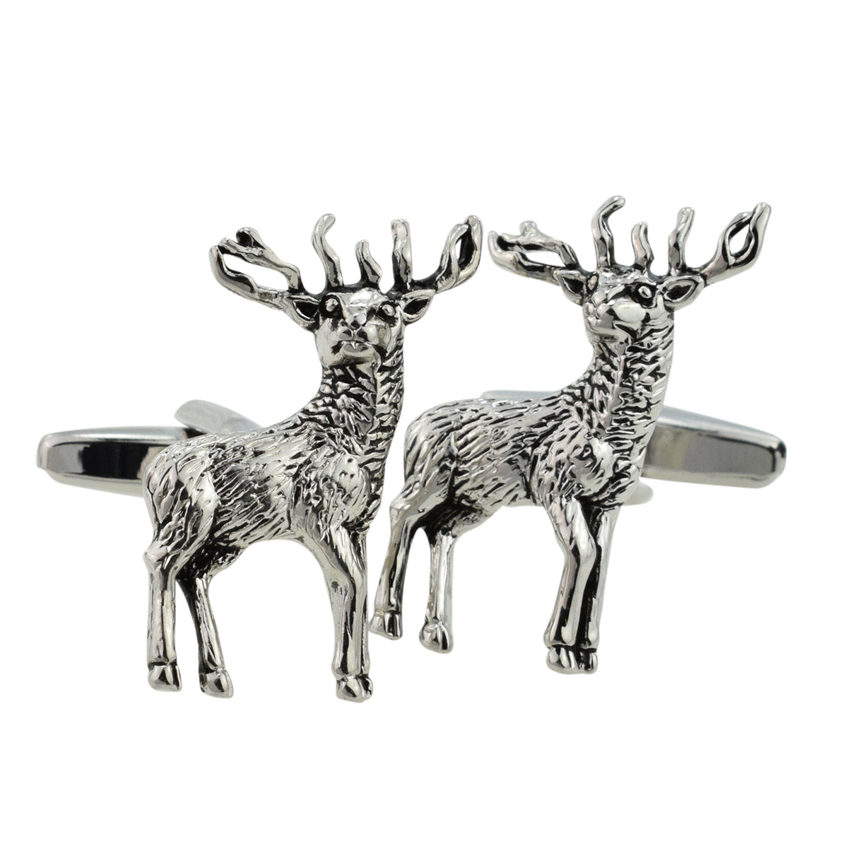 Standing Stag Rhodium Plated Cufflinks | Ashton and Finch