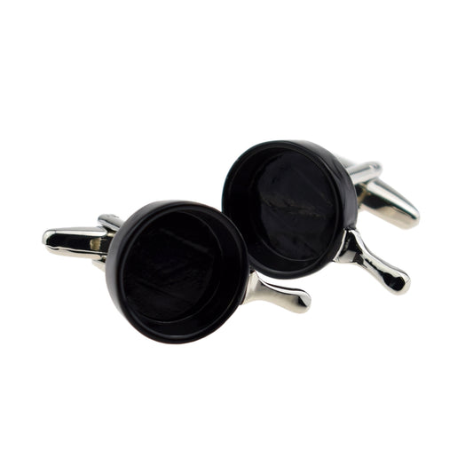 Black & Silver Frying Pan Design Cufflinks | Ashton and Finch