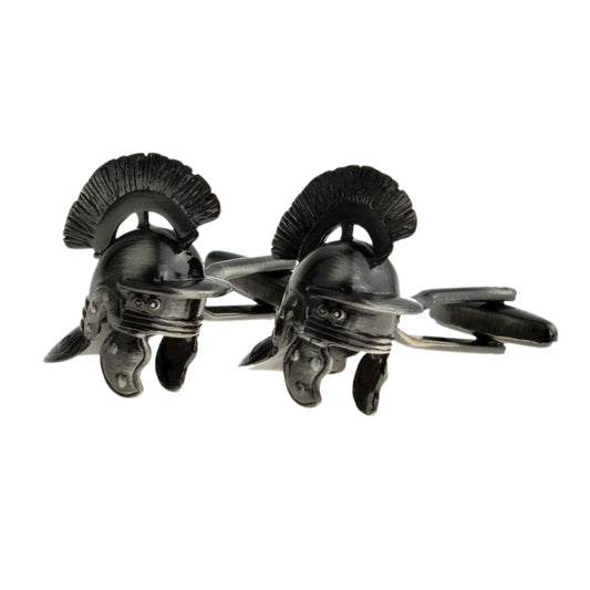 Roman Helmet with Plume Antique Finish Cufflinks | Ashton and Finch