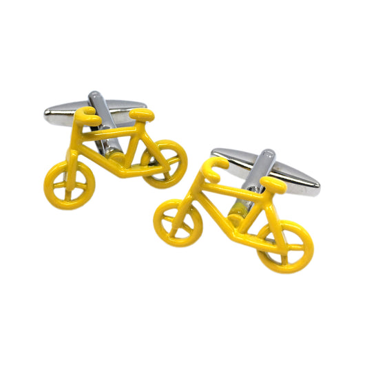 Yellow Bicycle Bike Cycle Cufflinks | Ashton and Finch