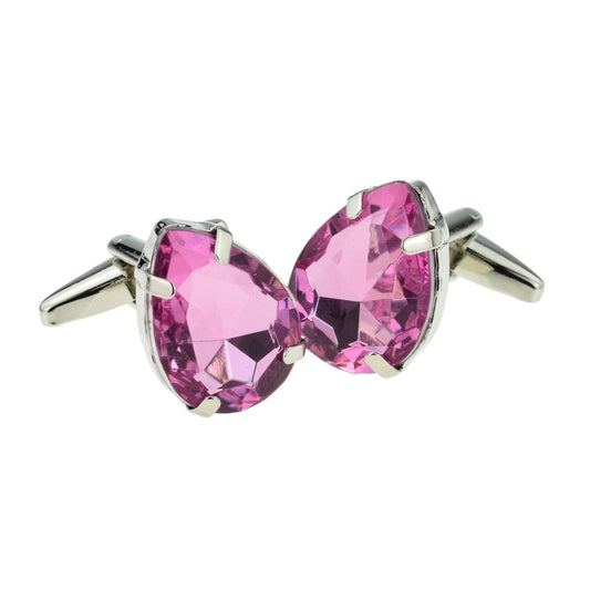 Pink Pear Cut Shape Acrylic Crystal Cufflinks | Ashton and Finch