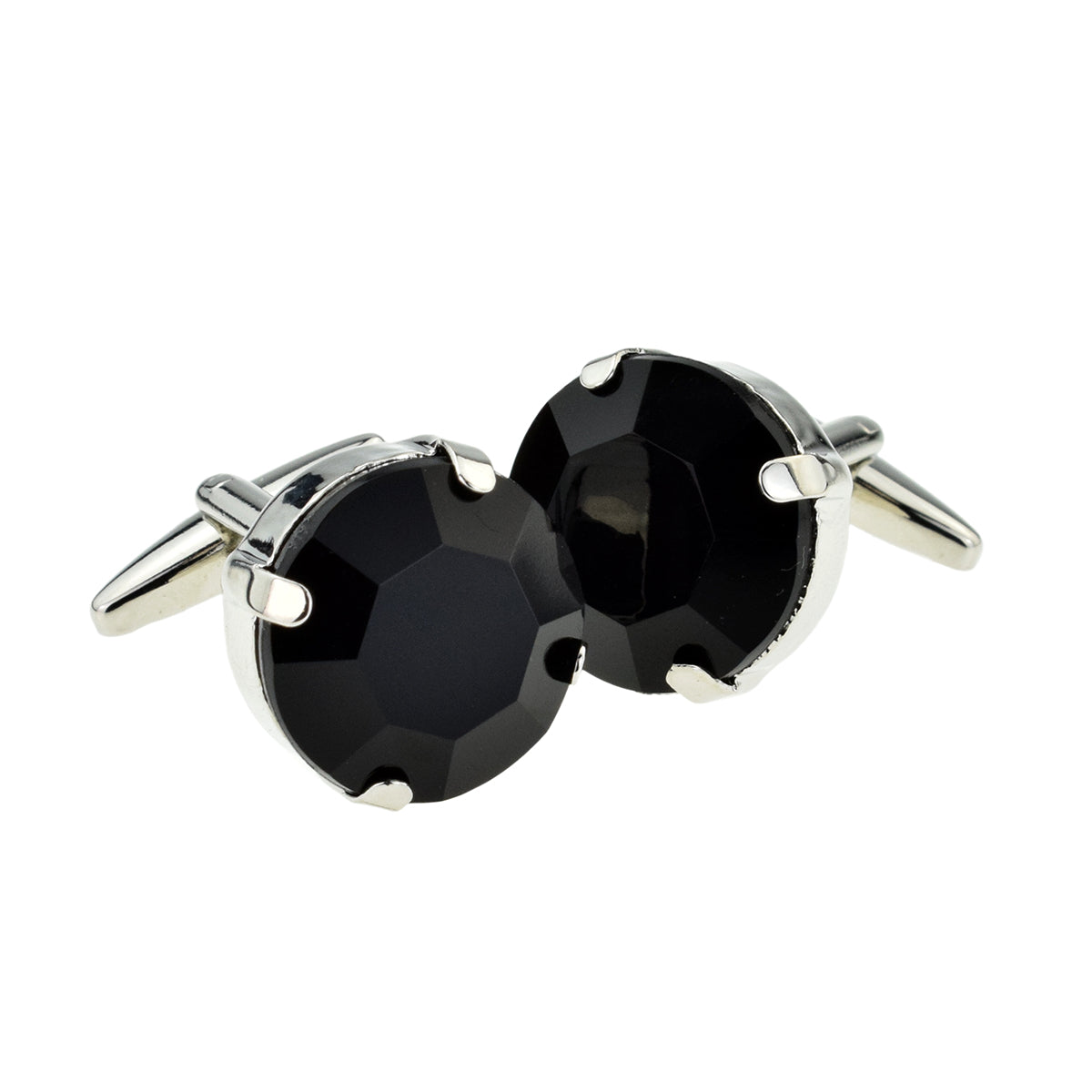Round Black Acrylic Crystal Cufflinks | Ashton and Finch