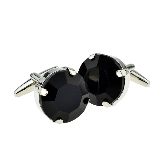 Round Black Acrylic Crystal Cufflinks | Ashton and Finch