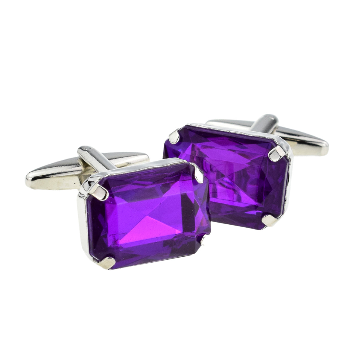 Purple Baguette Cut Acrylic Crystal Cufflinks | Ashton and Finch