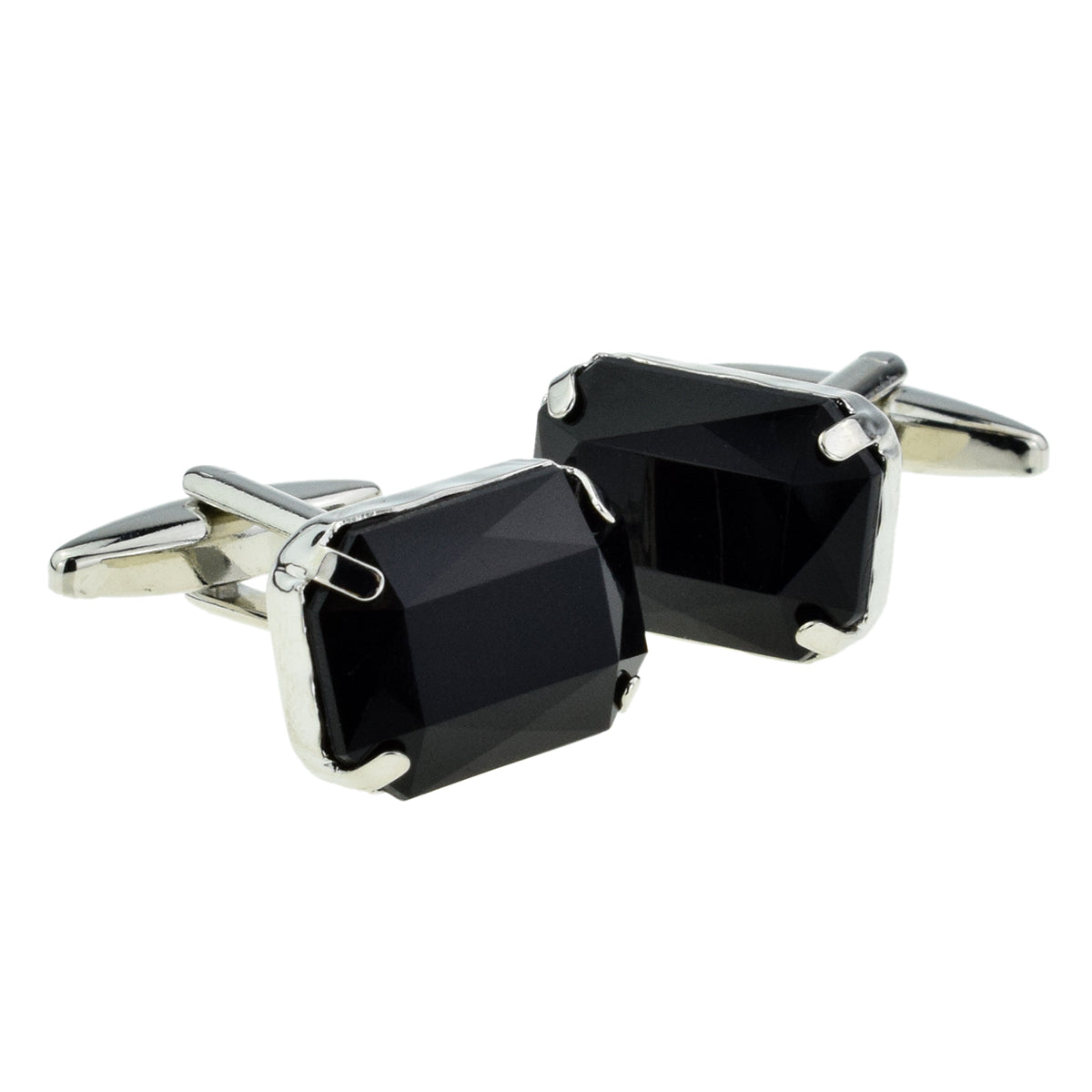 Black Baguette Cut Acrylic Crystal Cufflinks | Ashton and Finch