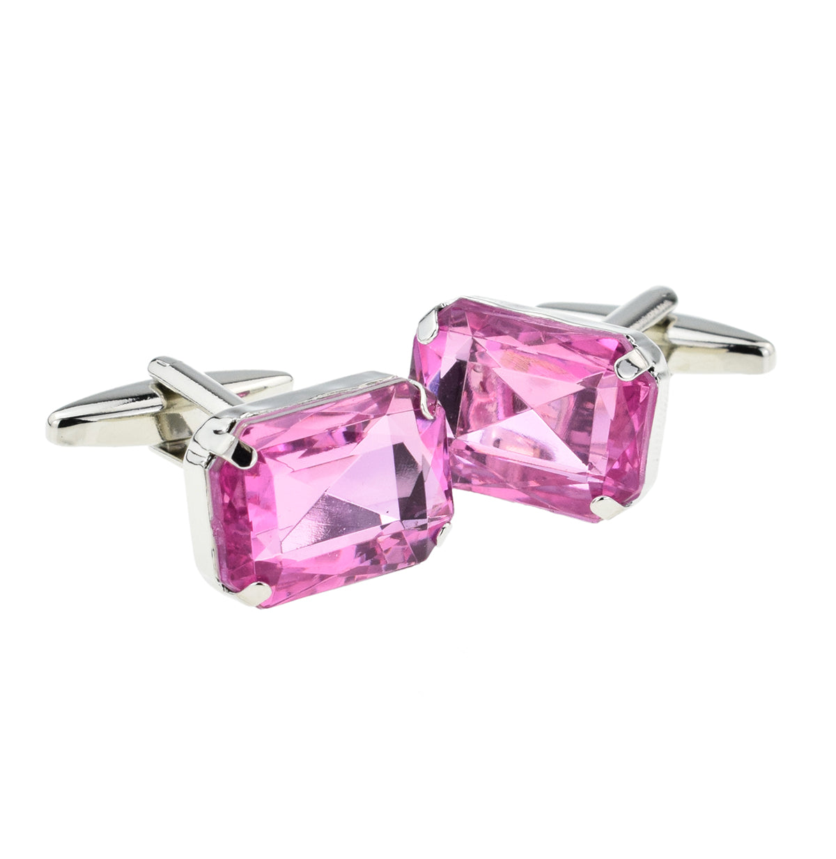 Pink Baguette Cut Acrylic Crystal Cufflinks | Ashton and Finch