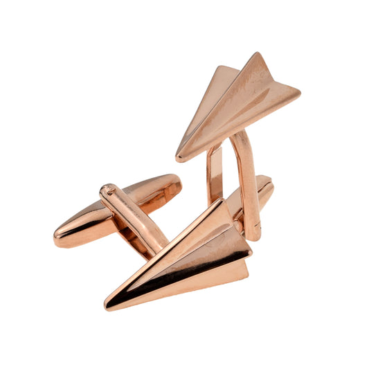 Rose Gold Plated Paper Plane Cufflinks. Themed for 1st Anniversary Paper | Ashton and Finch