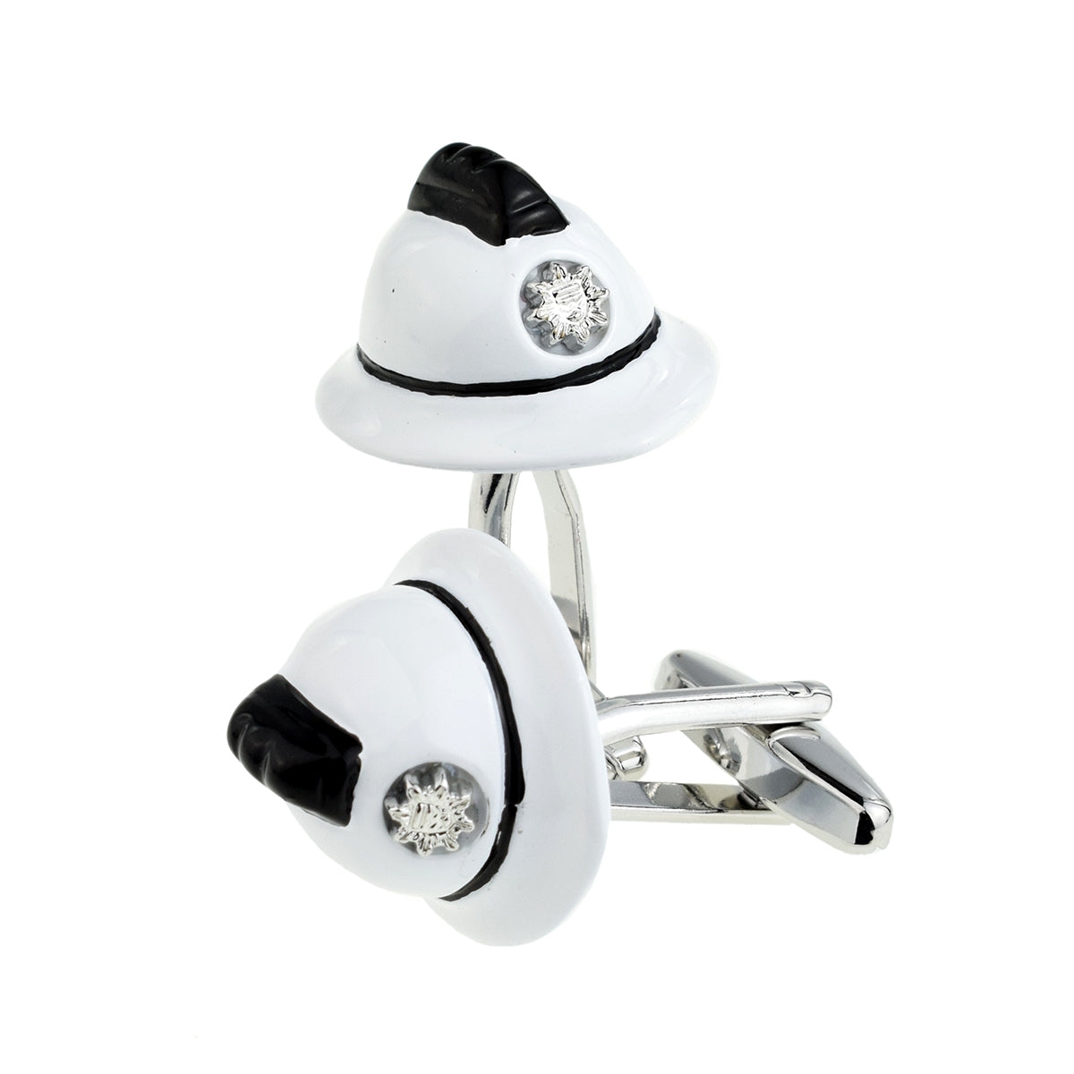 White Fire Fighters Firemans Helmet Cufflinks | Ashton and Finch