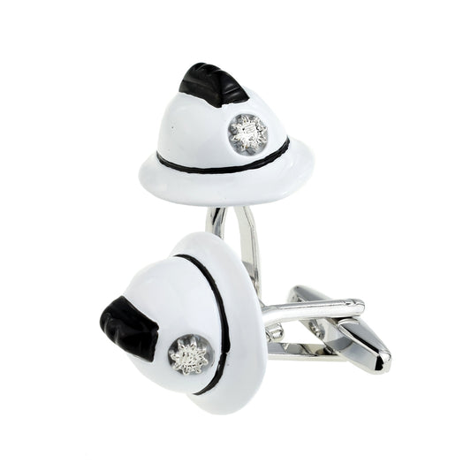 White Fire Fighters Firemans Helmet Cufflinks | Ashton and Finch