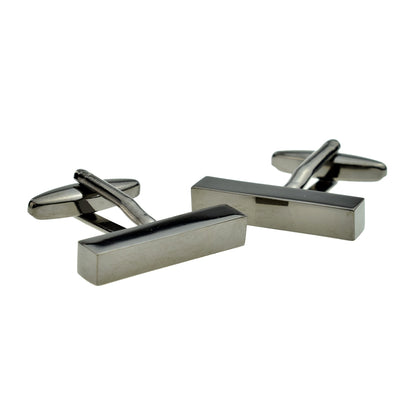 Gunmetal Finish Cuboid Plain Cufflinks (engravable) | Ashton and Finch