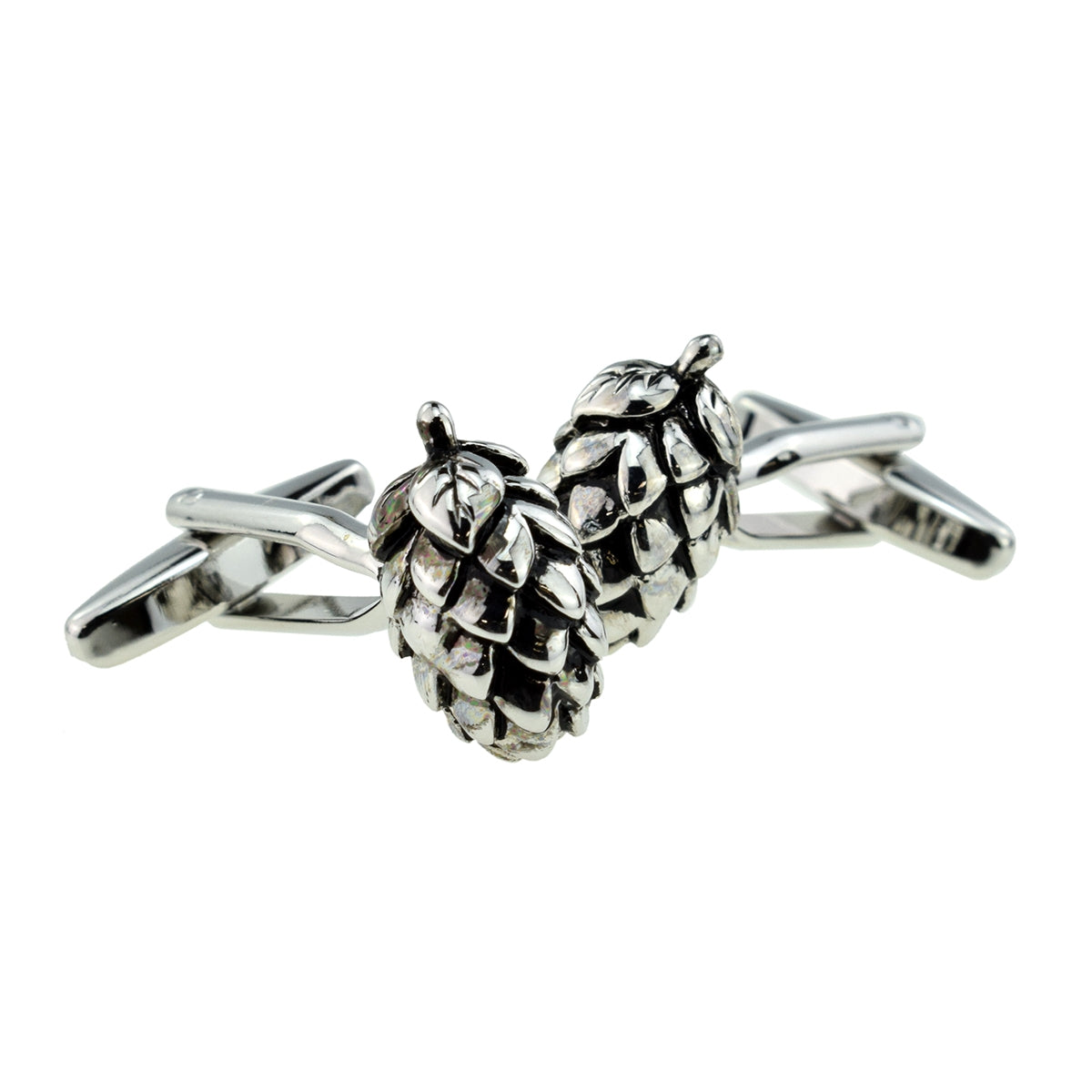 Rhodium Plated Hops Design Cufflinks | Ashton and Finch