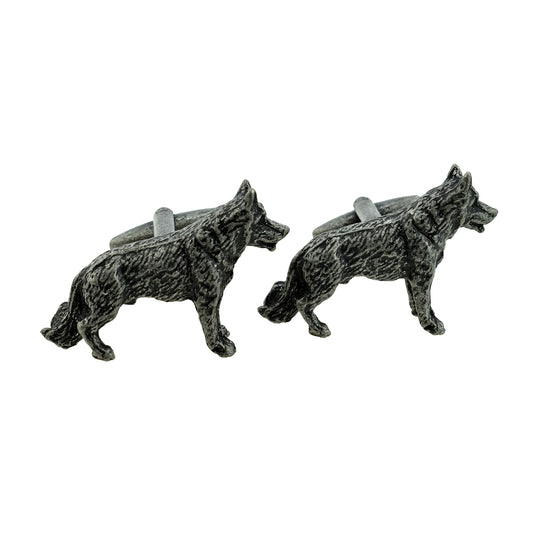 Antique Finish Pewter Alsatian German Shepherd Dog Cufflinks | Ashton and Finch