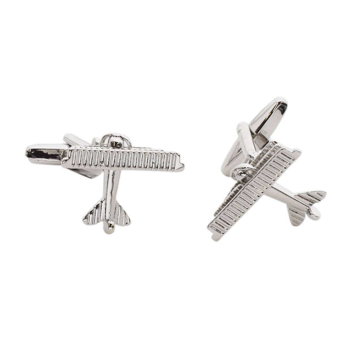 Tri Plane Design Rhodium Plated Cufflinks | Ashton and Finch
