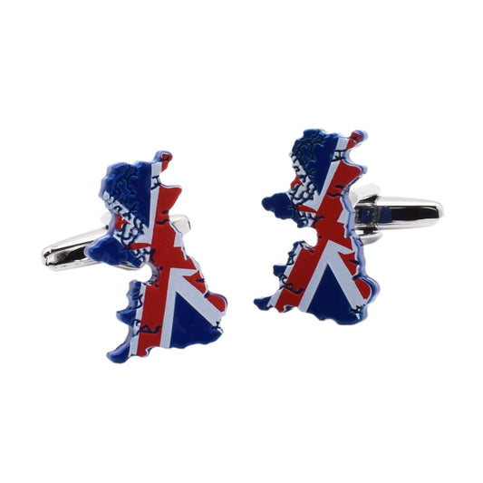 Great Britain Map Outline with Union Jack Flag Cufflinks | Ashton and Finch