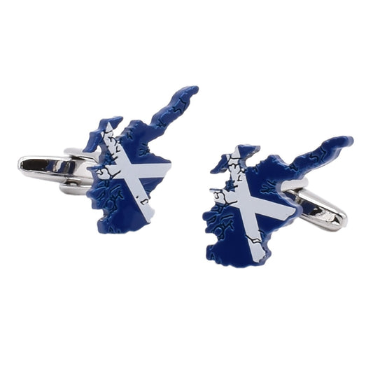 Scotland Map Outline with Scottish Flag Cufflinks | Ashton and Finch