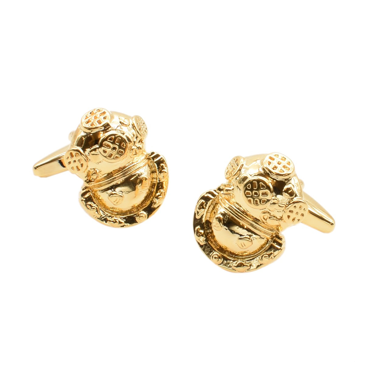 Gold Plated Deep Sea Divers Helmet Cufflinks | Ashton and Finch