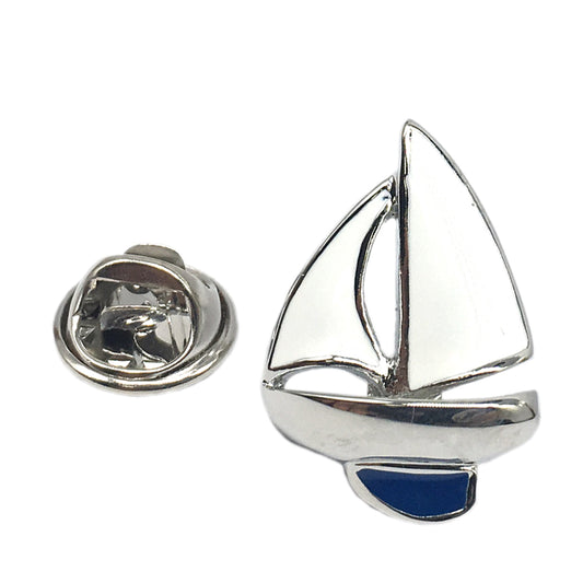 Blue Keeled Yacht Sailing Lapel Pin Badge (AJTP091)