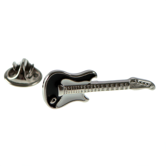 Black Electric Guitar Lapel Pin Badge