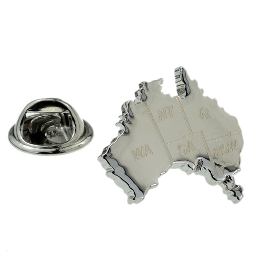 Australia Outline Lapel Pin Badge with Engraved States