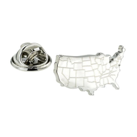 USA Outline Map Lapel Pin Badge With Engraved State Lines