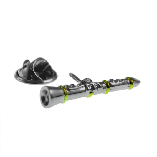 Two Tone Silver & Gold Clarinet Lapel Pin Badge