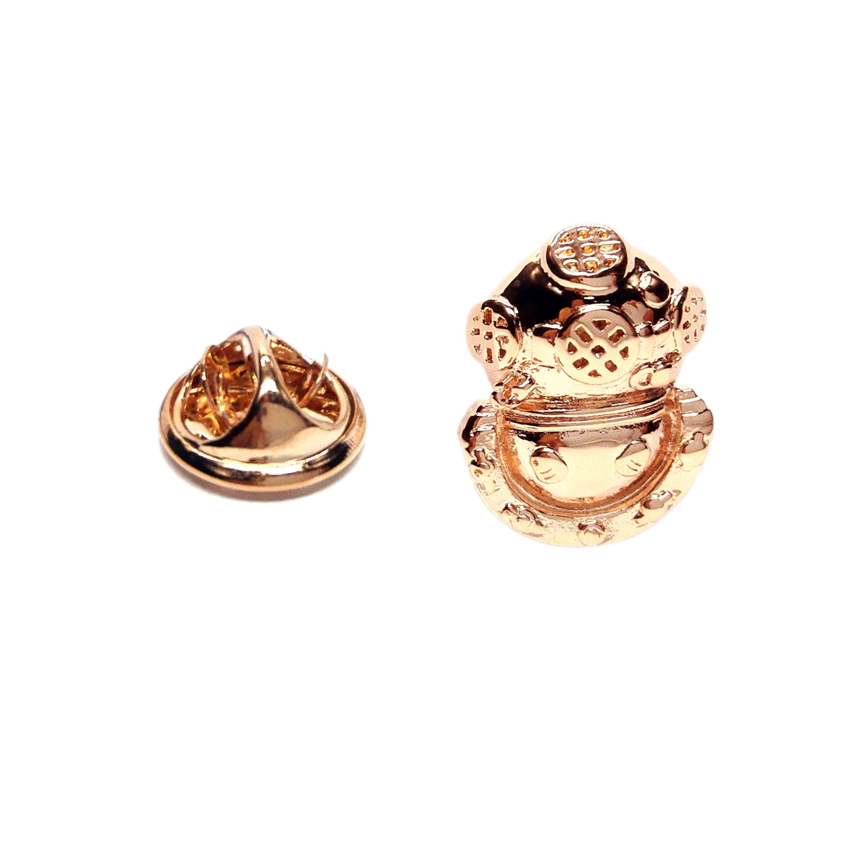 Antique Divers Helmet Rose Gold Plated Lapel Pin Badge