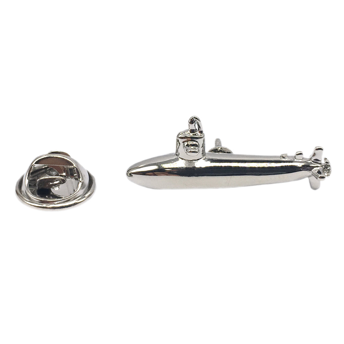 Silver  Submarine Design Lapel Pin Badge