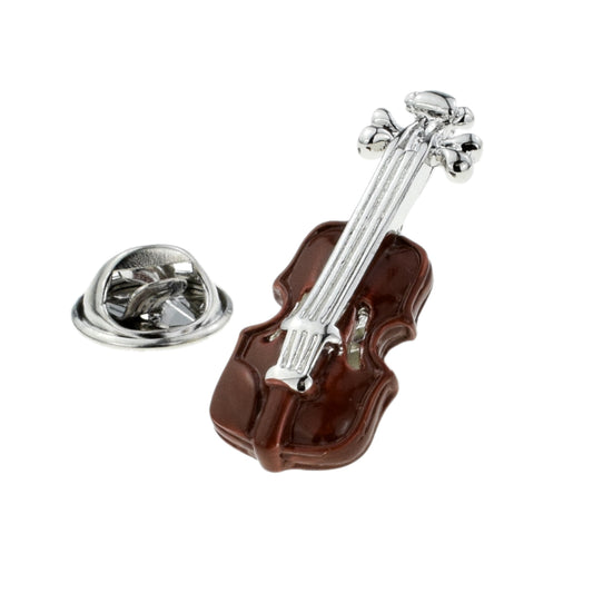 Brown Violin Design Lapel Pin Badge