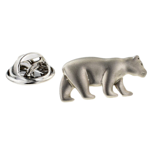 Brushed Matt Finish Stalking Bear Lapel Pin Badge