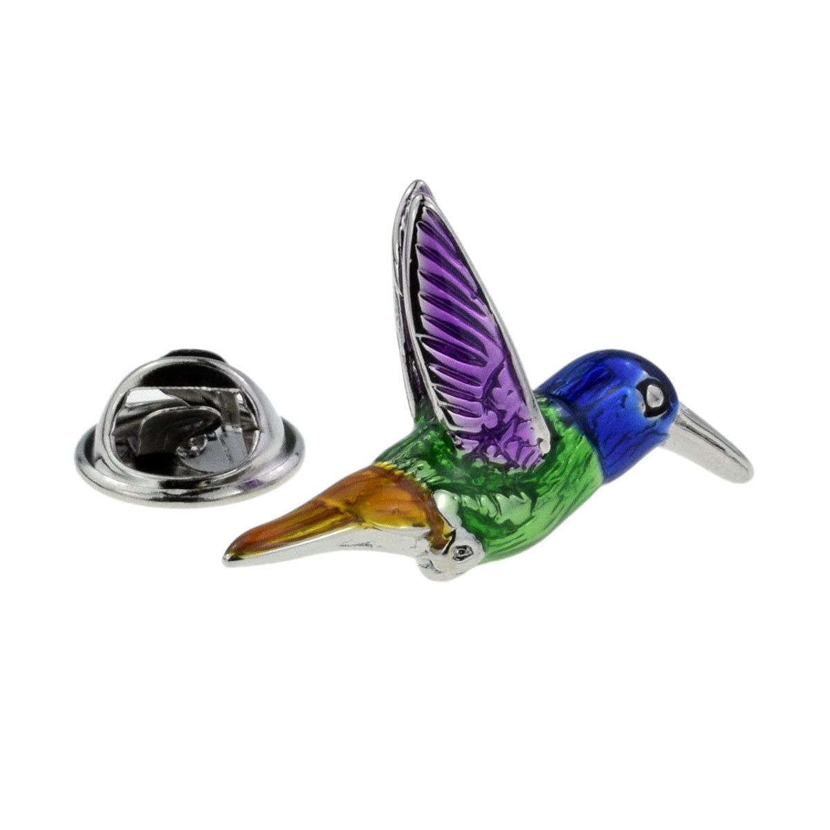 Multicoloured Hummingbird in Flight Lapel Pin Badge
