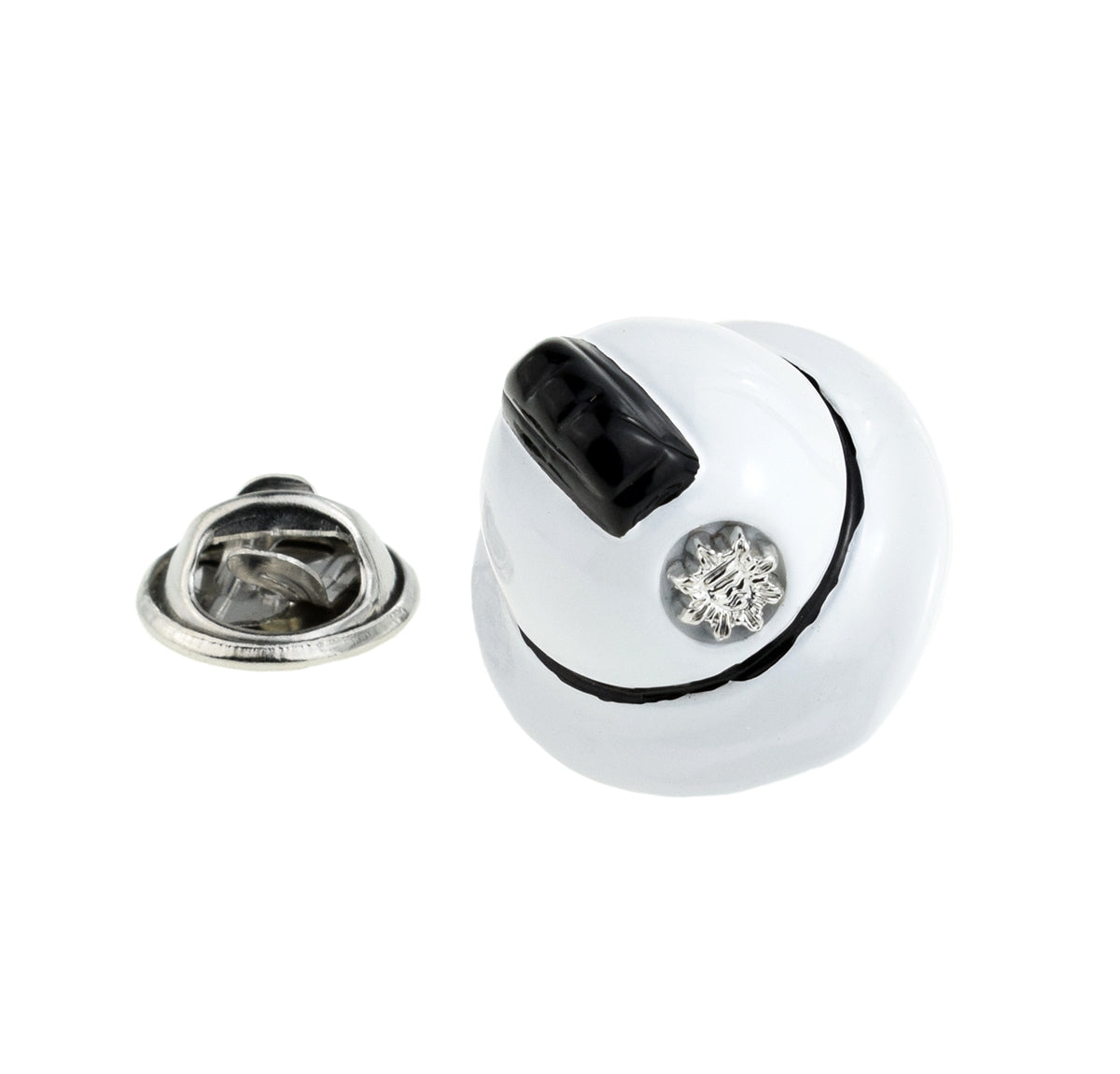 White Fire Fighter Firemans Helmet Design Lapel Pin Badge