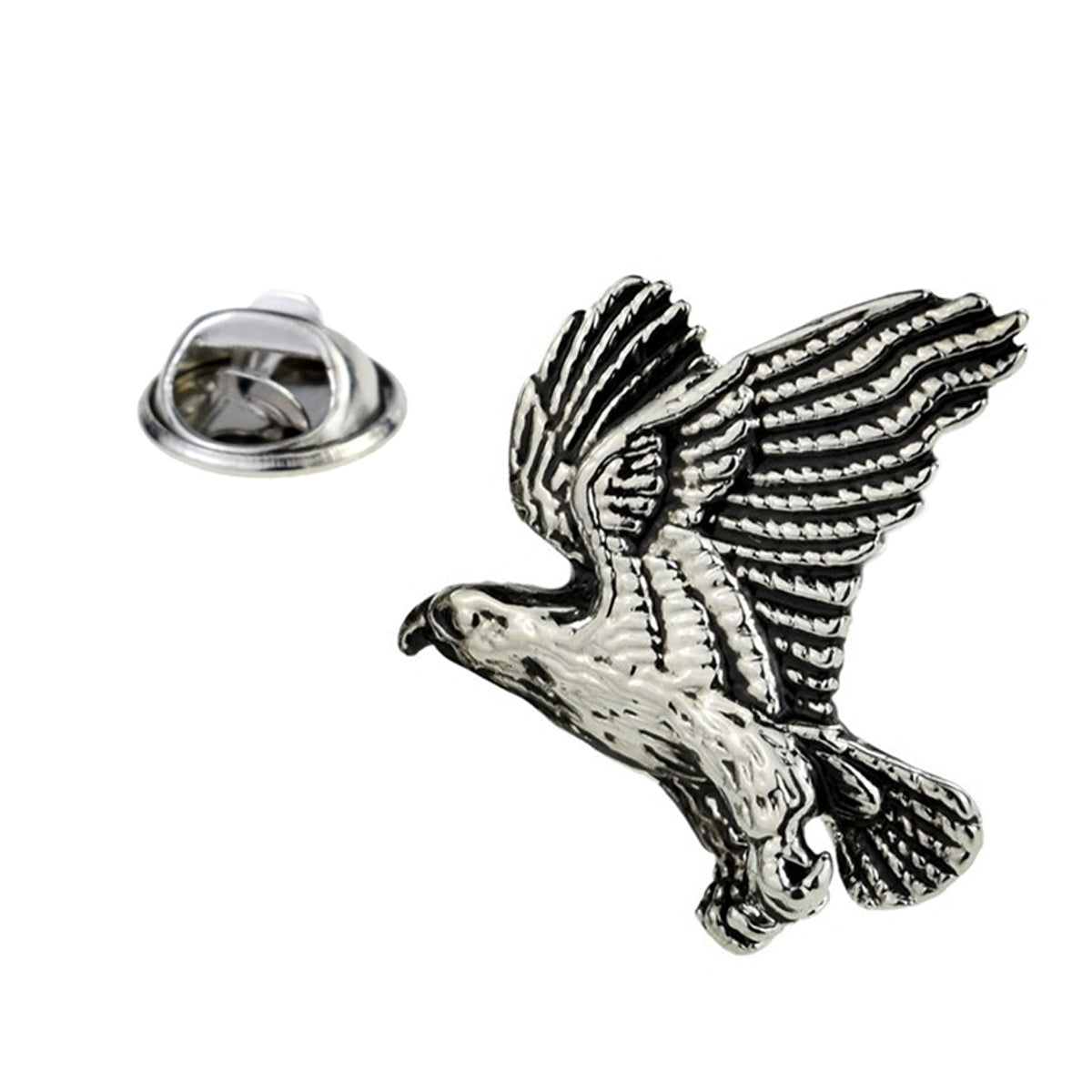 Swooping Hawk in Flight Lapel Pin Badge