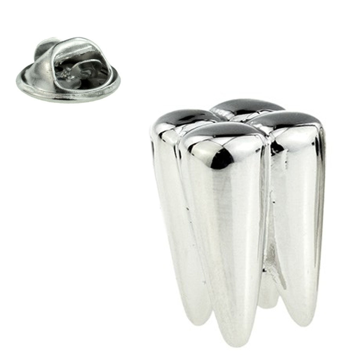 Silver Coloured Extracted tooth Lapel Pin Badge