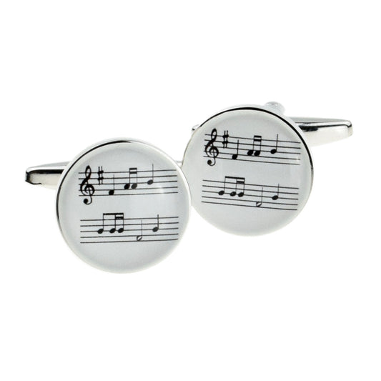 White Music Sheet & Treble Clef Cufflinks | Ashton and Finch