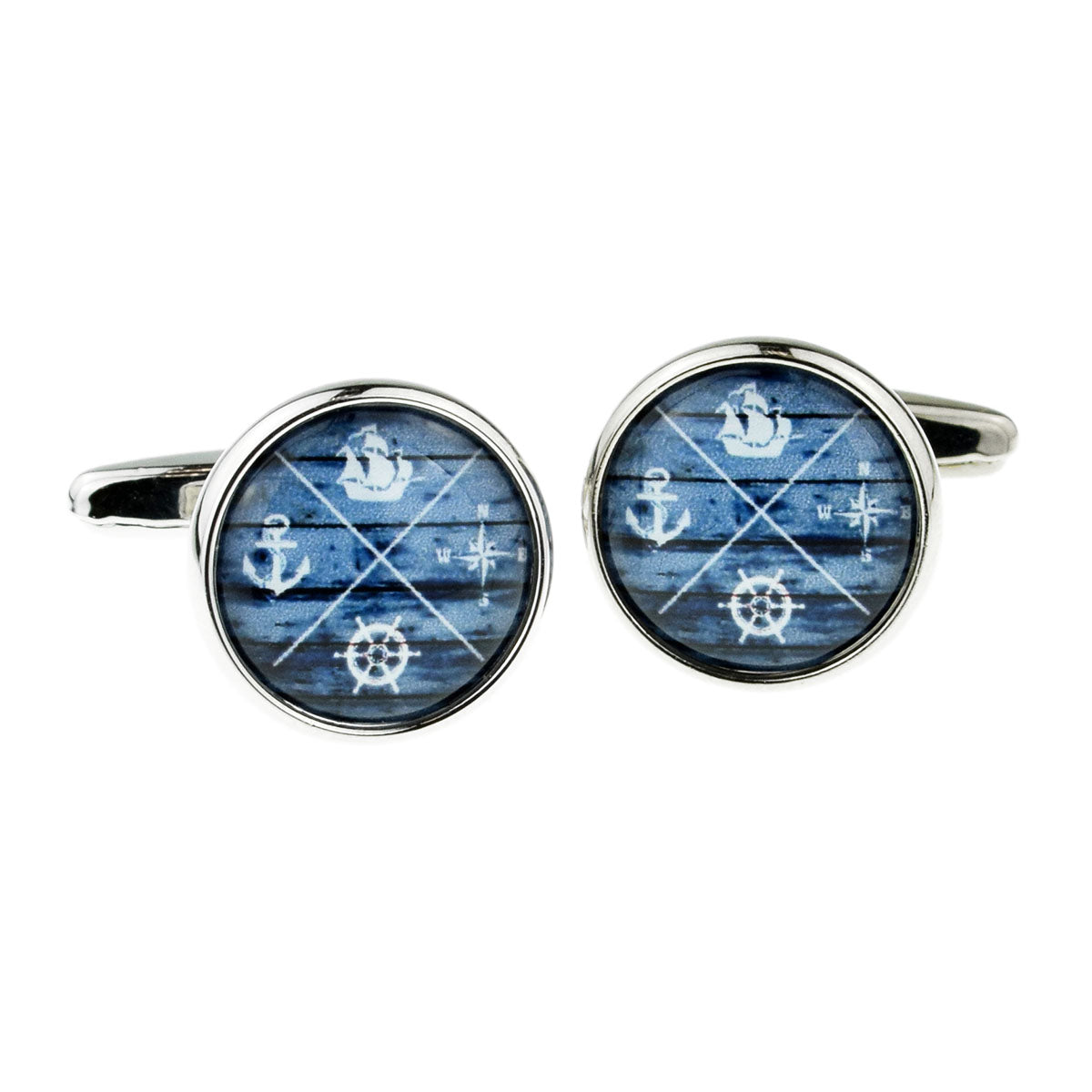 Nautical Driftwood Sailing Anchor Wheel Compass & Ship Cufflinks | Ashton and Finch