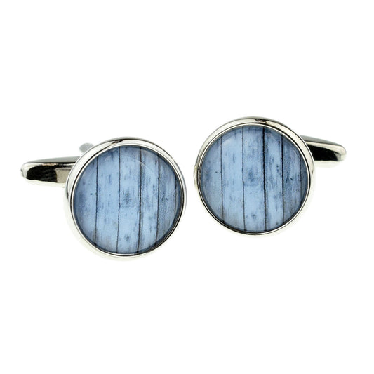 Nautical Driftwood Blue Wood Design Cufflinks | Ashton and Finch