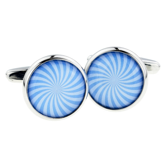 Blue Burst Pattern Round Framed Cufflinks | Ashton and Finch