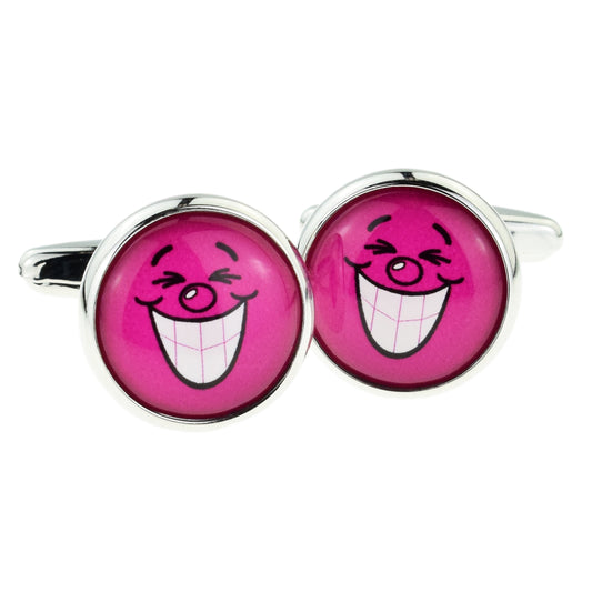 Hot Pink Funny Face Cufflinks | Ashton and Finch