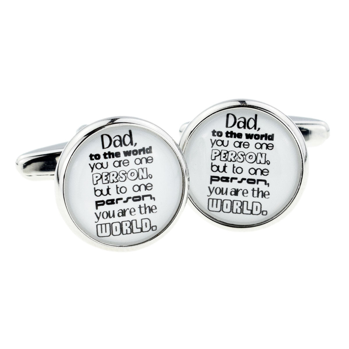 Loving To the World Dad White Cufflinks | Ashton and Finch