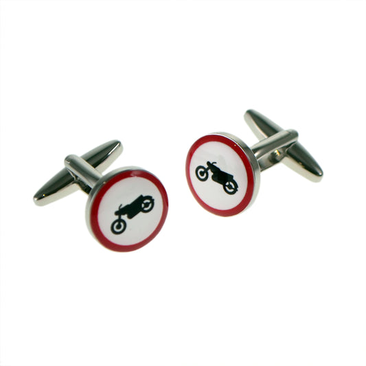 Road Sign Beware Motorbikes Cufflinks | Ashton and Finch