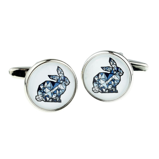 Geometric Rabbit Design Round Cufflinks | Ashton and Finch