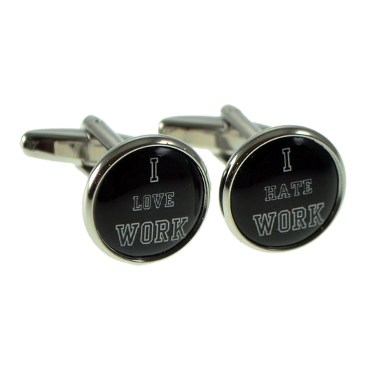 I Love Work I Hate Work Round Novelty Cufflinks | Ashton and Finch