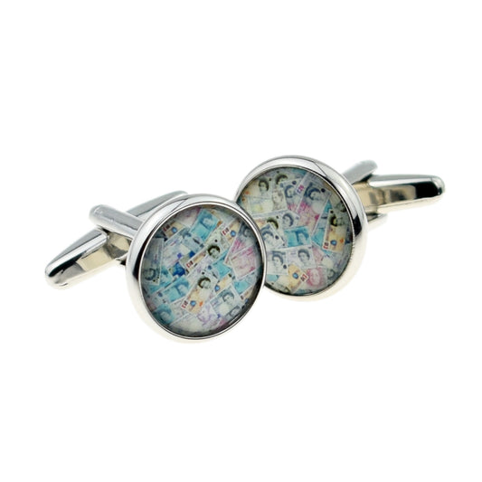 British Banknotes Image Round Cufflinks | Ashton and Finch