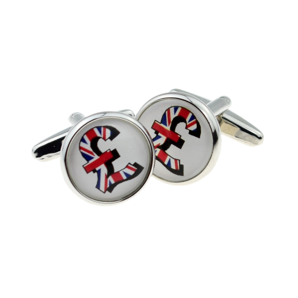 Union Jack Pound Sign Design Round Cufflinks | Ashton and Finch