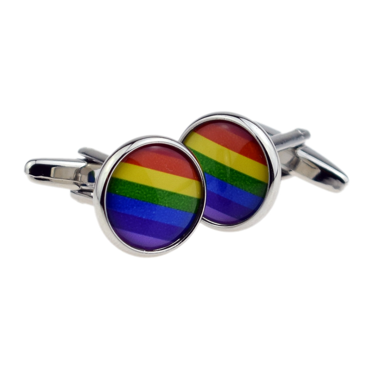 Rainbow Narrow Framed Round Cufflinks | Ashton and Finch